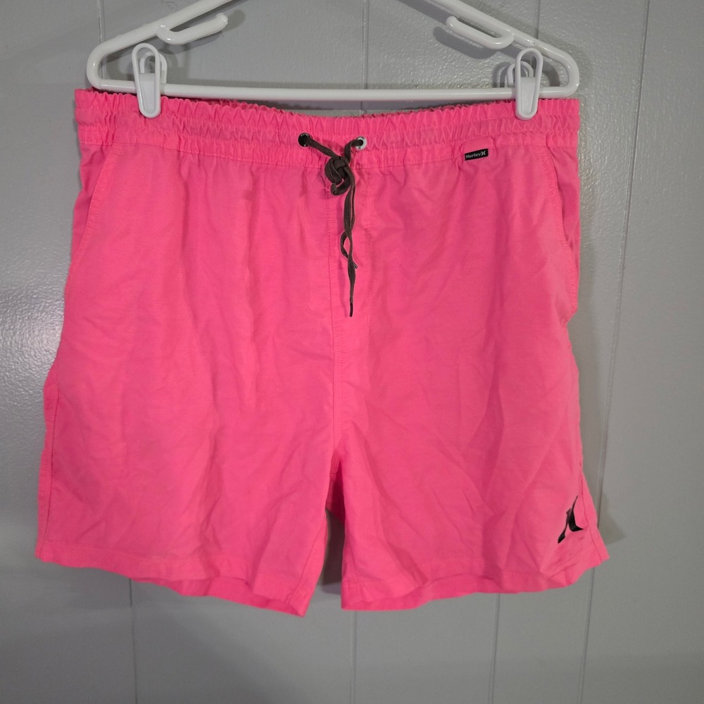 Hurley Board Shorts Mens XL Pink Elastic Waist Drawstring‎ Swim Trunks